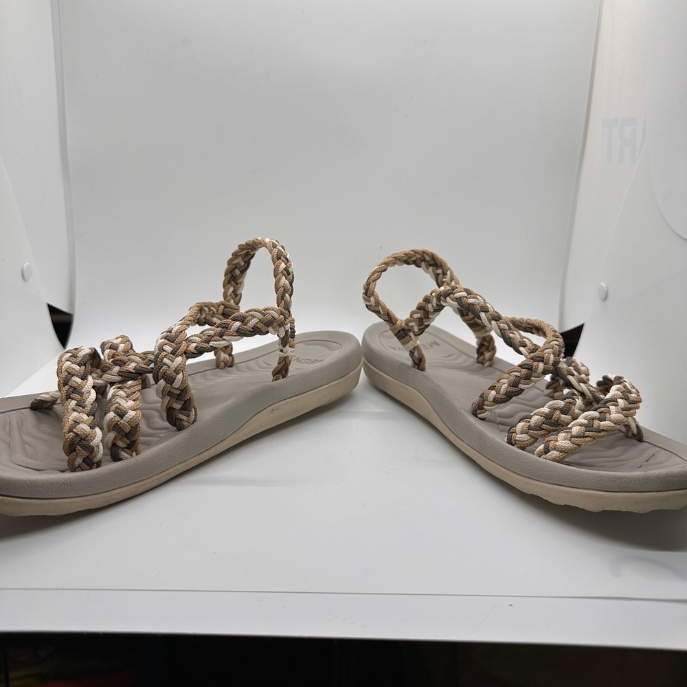 Mecnya Braided Strap Sandal Comfort Casual Tan, Beige, Cream Color Woven Shoes - Picture 8 of 9